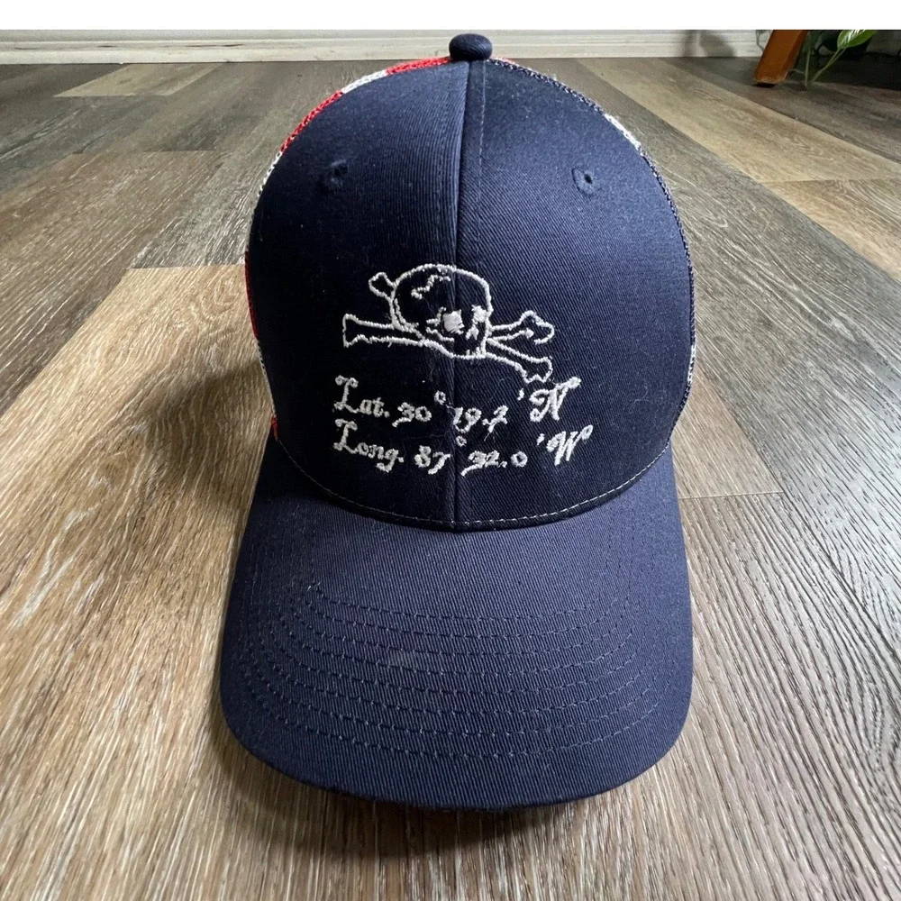 Kati Sportcap Trucker Hat Unisex OSFM Navy Red White Pirate Skull Coordinates